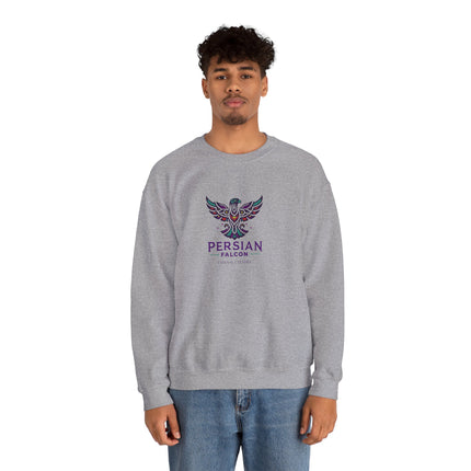 Personlised Unisex Heavy Blend™ Crewneck Sweatshirt. Modern Heritage Persian Shahbaz Falcon Design – Timeless Comfort & Style