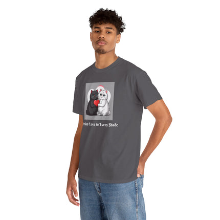 Cat Lover T-Shirt - Two Cute Persian Cats in Love with Red Heart