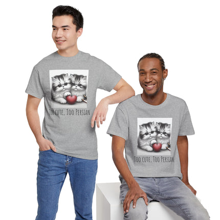 Cat Lover T-Shirt - Two Cute Persian Cats in Love with Red Heart