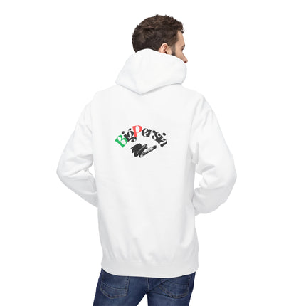 Personalised Casual Unisex Fleece Hoodie with Bold Graphic Print. BigPersia Design. Triple Print.