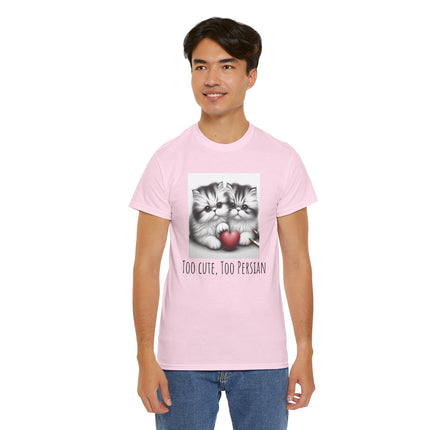 Cat Lover T-Shirt - Two Cute Persian Cats in Love with Red Heart