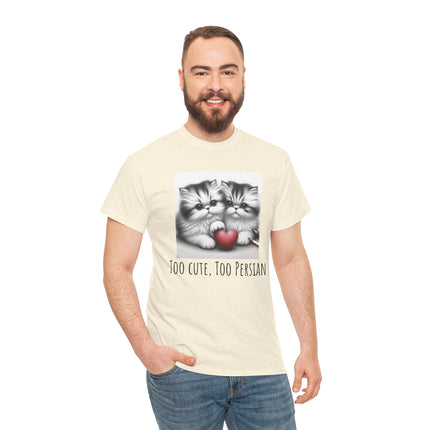Cat Lover T-Shirt - Two Cute Persian Cats in Love with Red Heart