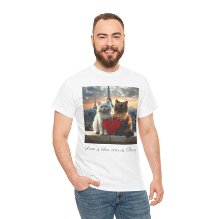 Cat Lover T-Shirt - Two Cute Persian Cats in Love with Red Heart