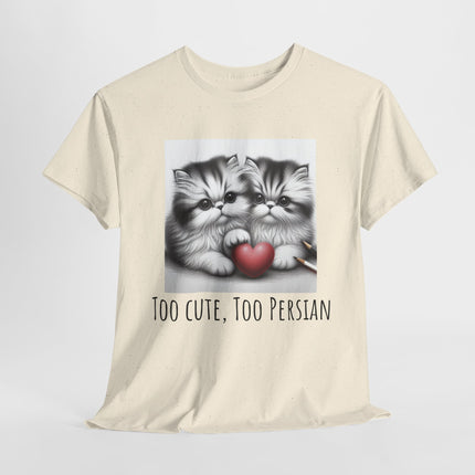Cat Lover T-Shirt - Two Cute Persian Cats in Love with Red Heart