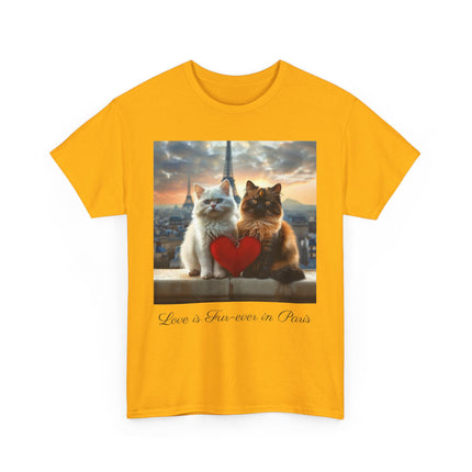 Cat Lover T-Shirt - Two Cute Persian Cats in Love with Red Heart