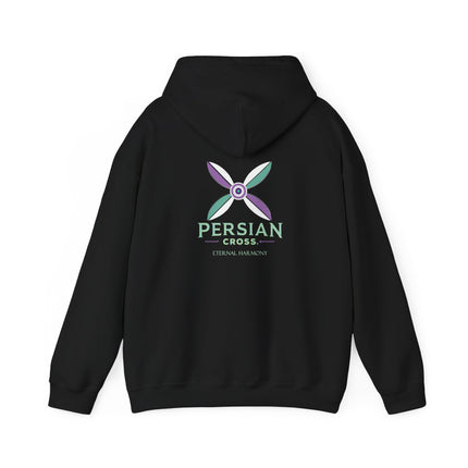 Personalized Unisex Heavy Blend Hooded Sweatshirt – Ancient Persia Sassanid Derafsh Cross Design