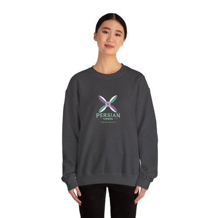 Personlised Unisex Heavy Blend™ Crewneck Sweatshirt. Modern Heritage Persian Cross Design – Timeless Comfort & Style
