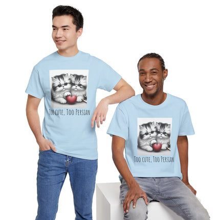 Cat Lover T-Shirt - Two Cute Persian Cats in Love with Red Heart