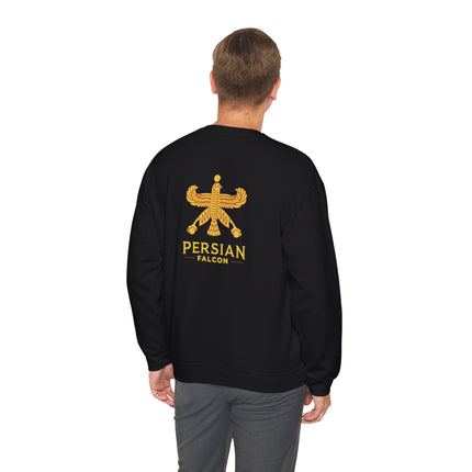 Personlised Unisex Heavy Blend™ Crewneck Sweatshirt. Classic Heritage Persian Shahbaz Falcon Design – Timeless Comfort & Style