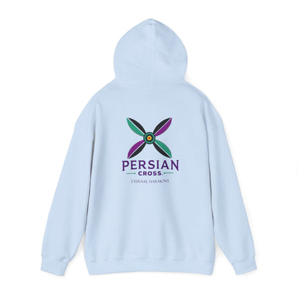 Personalized Unisex Heavy Blend Hooded Sweatshirt – Ancient Persia Sassanid Derafsh Cross Design