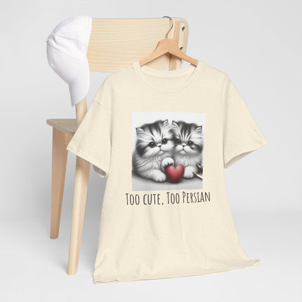 Cat Lover T-Shirt - Two Cute Persian Cats in Love with Red Heart