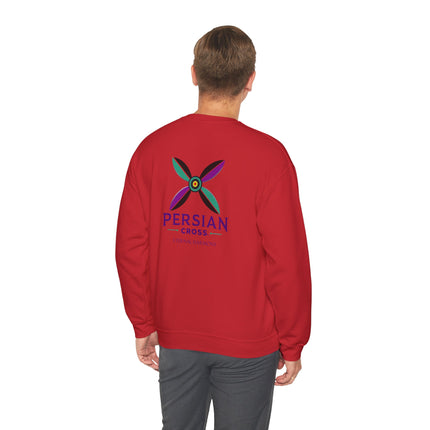 Personlised Unisex Heavy Blend™ Crewneck Sweatshirt. Modern Heritage Persian Cross Design – Timeless Comfort & Style