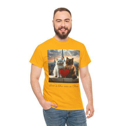 Cat Lover T-Shirt - Two Cute Persian Cats in Love with Red Heart