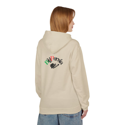 Personalised Casual Unisex Fleece Hoodie with Bold Graphic Print. BigPersia Design. Triple Print.
