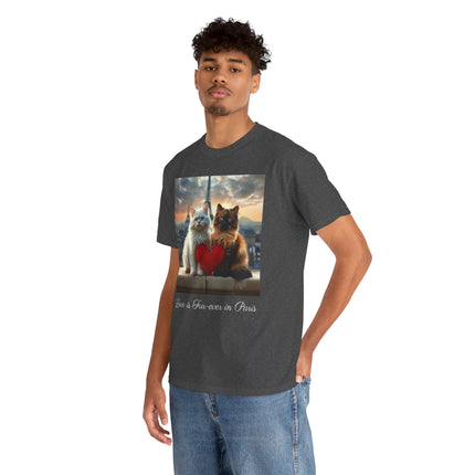 Cat Lover T-Shirt - Two Cute Persian Cats in Love with Red Heart