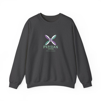Personlised Unisex Heavy Blend™ Crewneck Sweatshirt. Modern Heritage Persian Cross Design – Timeless Comfort & Style