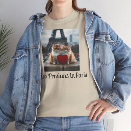 Cat Lover T-Shirt - Two Cute Persian Cats in Love with Red Heart