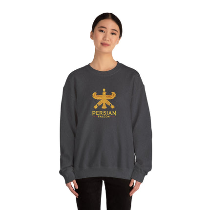 Personlised Unisex Heavy Blend™ Crewneck Sweatshirt. Classic Heritage Persian Shahbaz Falcon Design – Timeless Comfort & Style