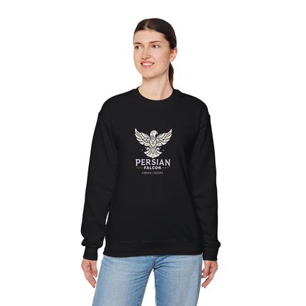 Personlised Unisex Heavy Blend™ Crewneck Sweatshirt. Modern Heritage Persian Shahbaz Falcon Design – Timeless Comfort & Style