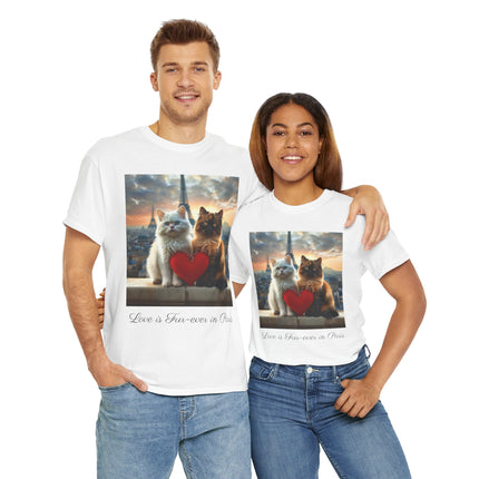 Cat Lover T-Shirt - Two Cute Persian Cats in Love with Red Heart