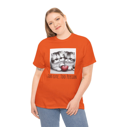 Cat Lover T-Shirt - Two Cute Persian Cats in Love with Red Heart