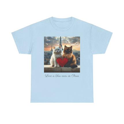Cat Lover T-Shirt - Two Cute Persian Cats in Love with Red Heart