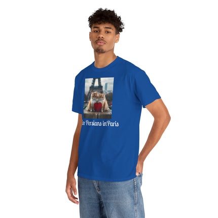 Cat Lover T-Shirt - Two Cute Persian Cats in Love with Red Heart