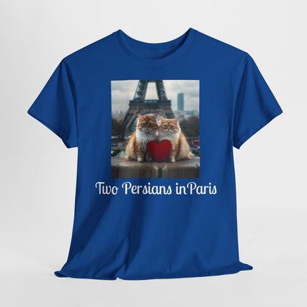 Cat Lover T-Shirt - Two Cute Persian Cats in Love with Red Heart
