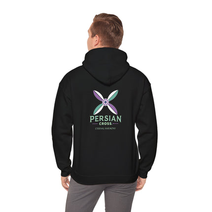 Personalized Unisex Heavy Blend Hooded Sweatshirt – Ancient Persia Sassanid Derafsh Cross Design