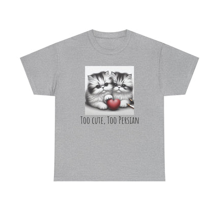 Cat Lover T-Shirt - Two Cute Persian Cats in Love with Red Heart