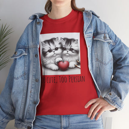 Cat Lover T-Shirt - Two Cute Persian Cats in Love with Red Heart