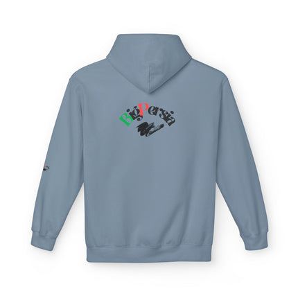 Personalised Casual Unisex Fleece Hoodie with Bold Graphic Print. BigPersia Design. Triple Print.