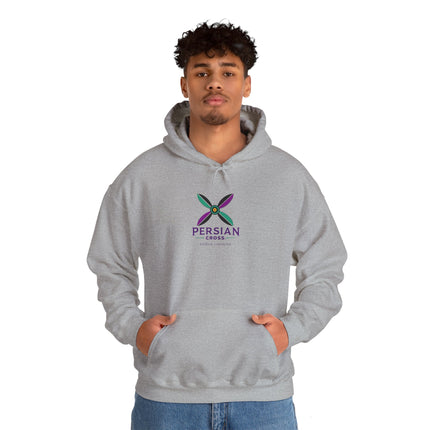 Personalized Unisex Heavy Blend Hooded Sweatshirt – Ancient Persia Sassanid Derafsh Cross Design