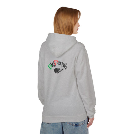 Personalised Casual Unisex Fleece Hoodie with Bold Graphic Print. BigPersia Design. Triple Print.