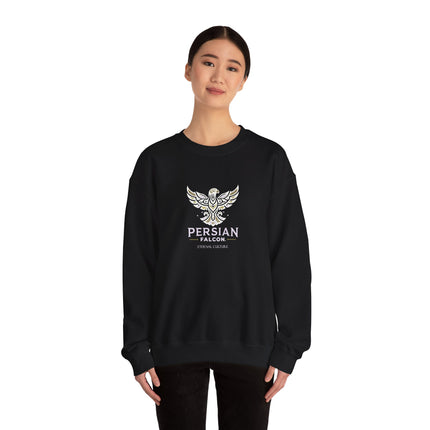 Personlised Unisex Heavy Blend™ Crewneck Sweatshirt. Modern Heritage Persian Shahbaz Falcon Design – Timeless Comfort & Style