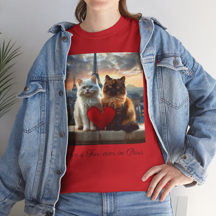 Cat Lover T-Shirt - Two Cute Persian Cats in Love with Red Heart