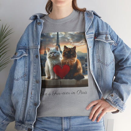 Cat Lover T-Shirt - Two Cute Persian Cats in Love with Red Heart