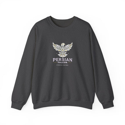 Personlised Unisex Heavy Blend™ Crewneck Sweatshirt. Modern Heritage Persian Shahbaz Falcon Design – Timeless Comfort & Style