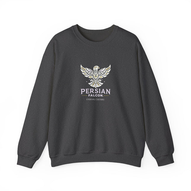 Personlised Unisex Heavy Blend™ Crewneck Sweatshirt. Modern Heritage Persian Shahbaz Falcon Design – Timeless Comfort & Style