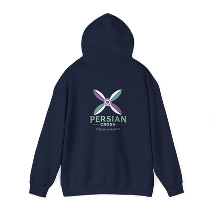 Personalized Unisex Heavy Blend Hooded Sweatshirt – Ancient Persia Sassanid Derafsh Cross Design