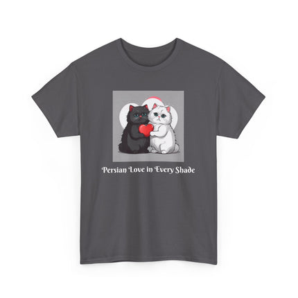 Cat Lover T-Shirt - Two Cute Persian Cats in Love with Red Heart