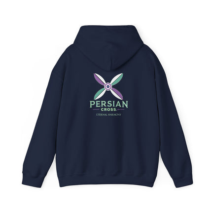 Personalized Unisex Heavy Blend Hooded Sweatshirt – Ancient Persia Sassanid Derafsh Cross Design