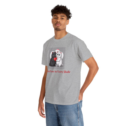 Cat Lover T-Shirt - Two Cute Persian Cats in Love with Red Heart