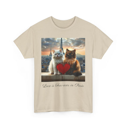 Cat Lover T-Shirt - Two Cute Persian Cats in Love with Red Heart