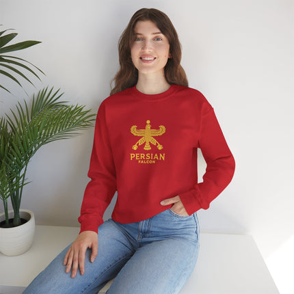 Personlised Unisex Heavy Blend™ Crewneck Sweatshirt. Classic Heritage Persian Shahbaz Falcon Design – Timeless Comfort & Style