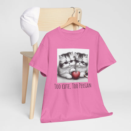 Cat Lover T-Shirt - Two Cute Persian Cats in Love with Red Heart