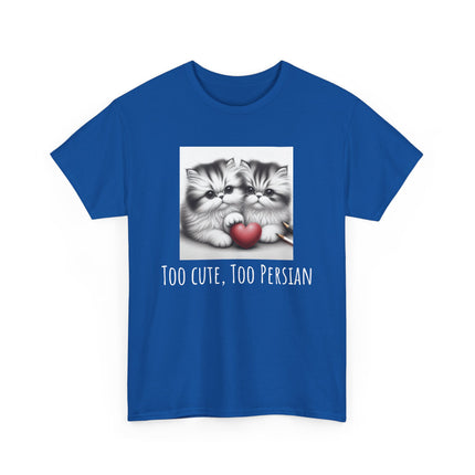 Cat Lover T-Shirt - Two Cute Persian Cats in Love with Red Heart
