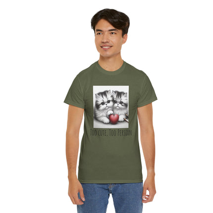 Cat Lover T-Shirt - Two Cute Persian Cats in Love with Red Heart