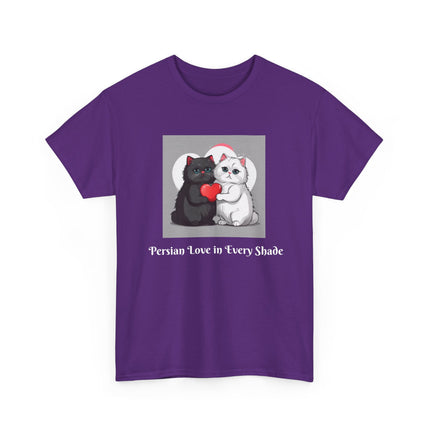 Cat Lover T-Shirt - Two Cute Persian Cats in Love with Red Heart
