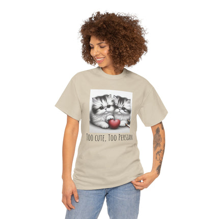 Cat Lover T-Shirt - Two Cute Persian Cats in Love with Red Heart